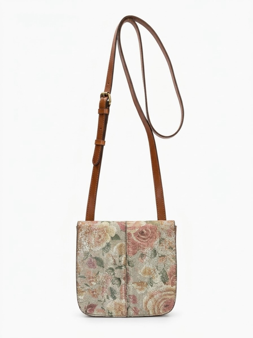 Patricia Nash Granada Flap $169 Crossbody Bag Floral Crackle Leather